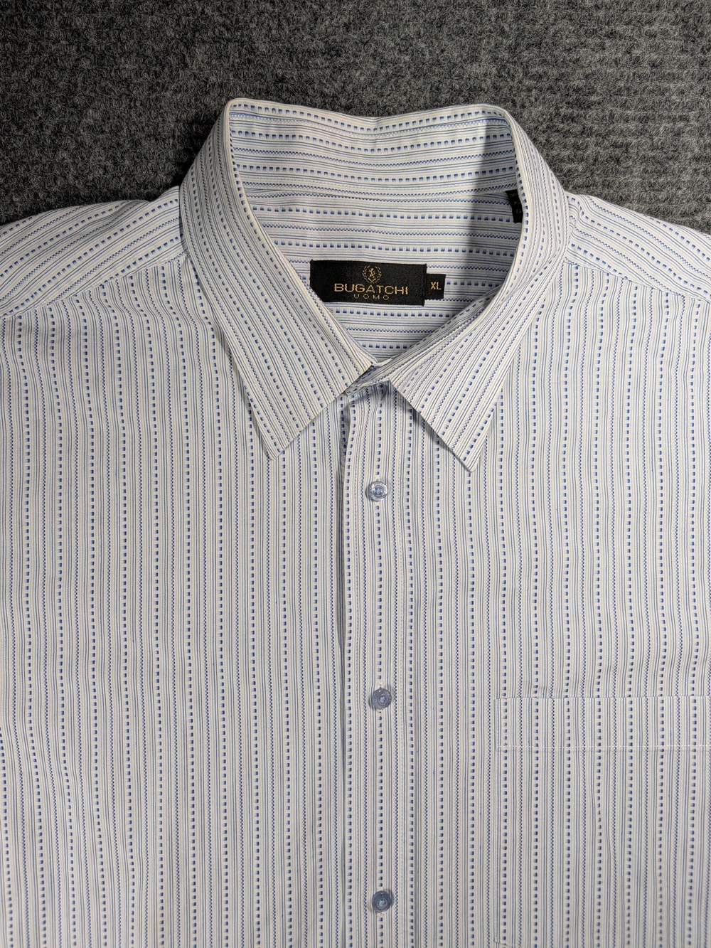 Bugatchi Light Blue Striped Dress Shirt - Picture 3 of 15